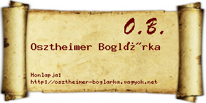 Osztheimer Boglárka névjegykártya